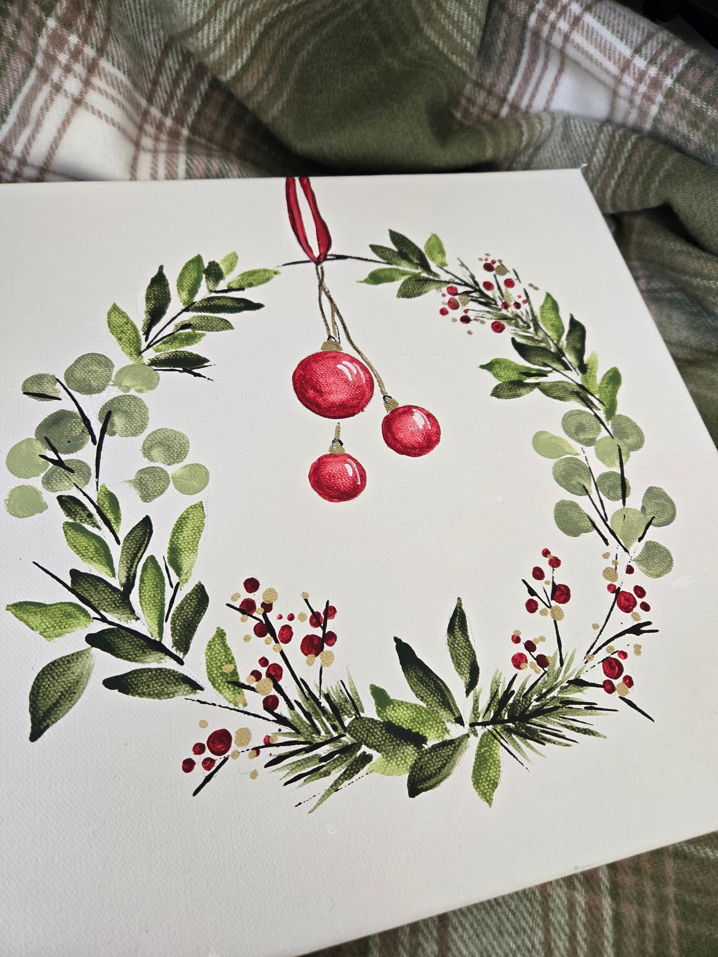 Winter Wreath 12 x 12 Acrylic on Canvas #2