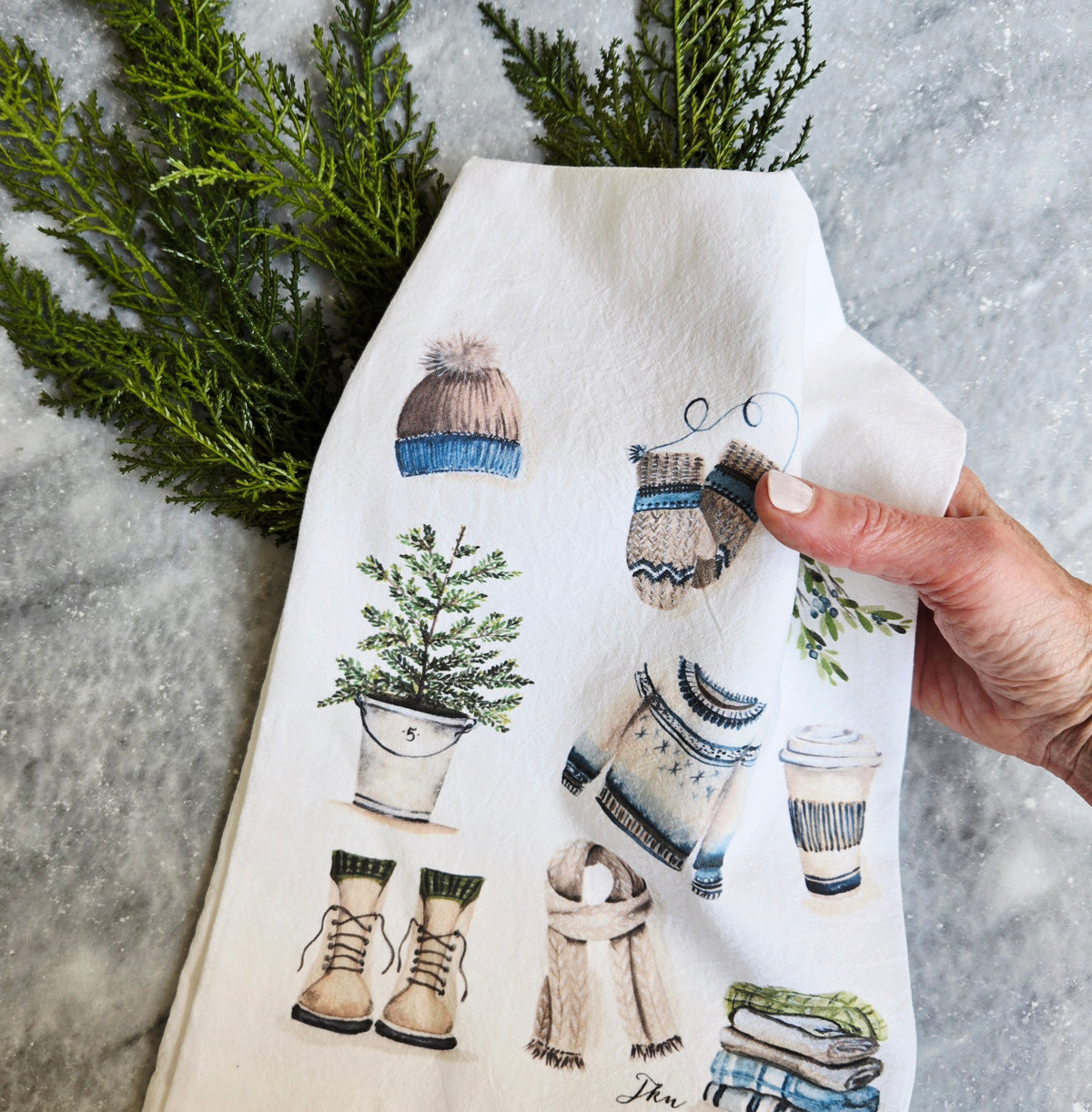 Winter Collage Tea Towel