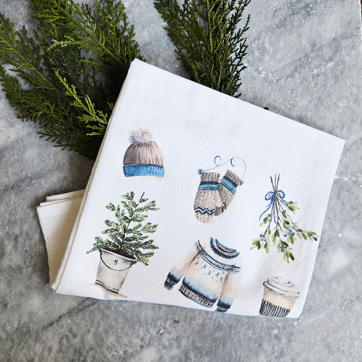 Winter Collage Tea Towel