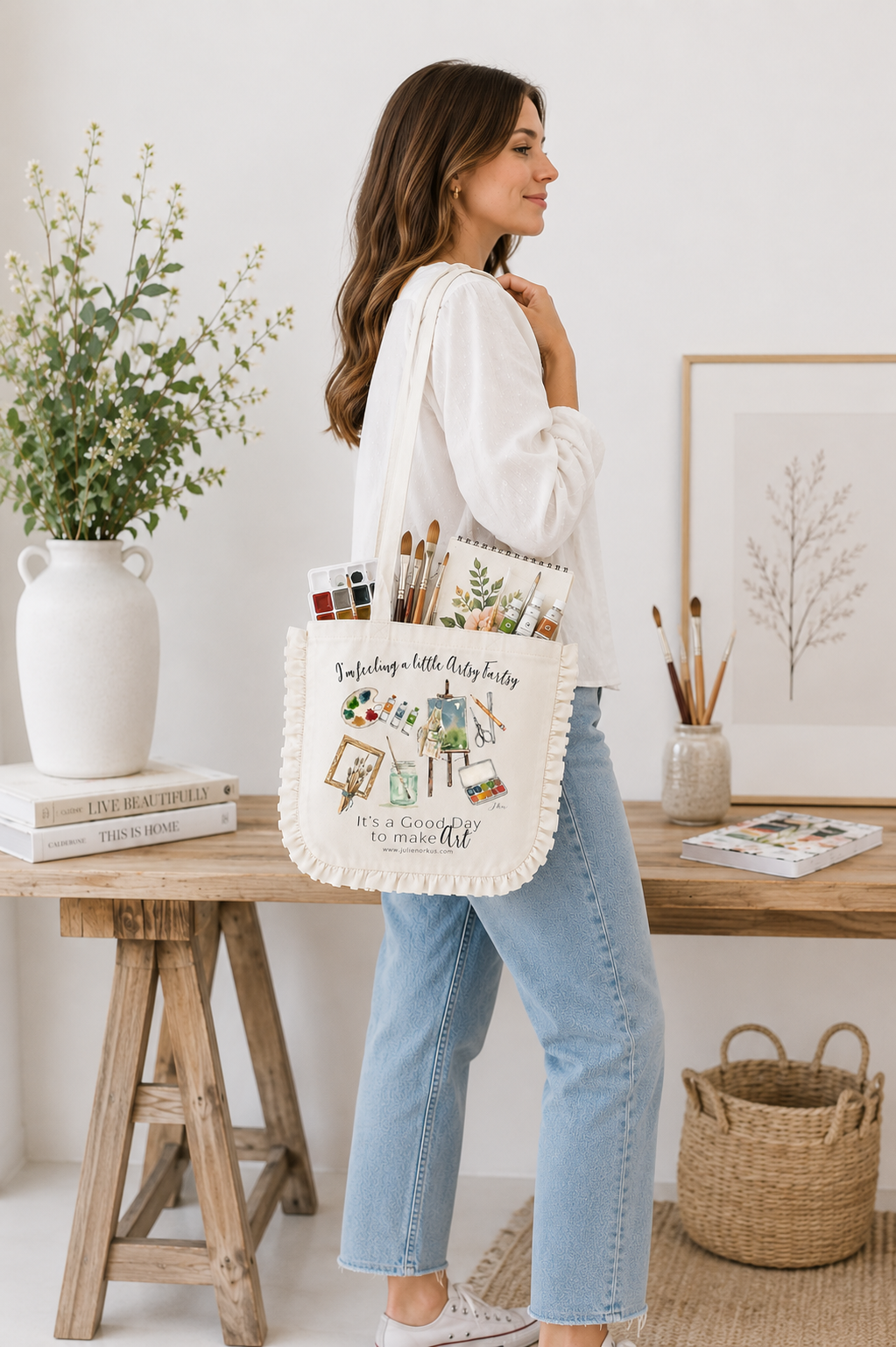Art Supply Ruffle Tote