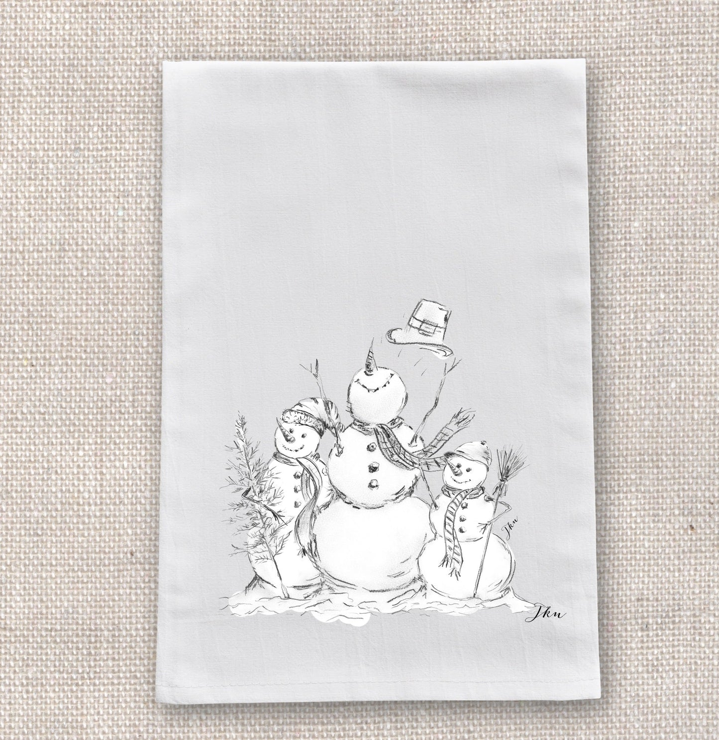 Snowman Trio Tea Towel