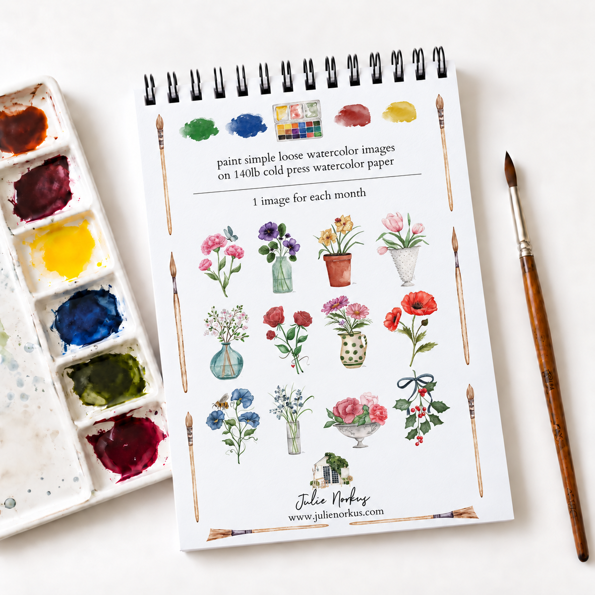 Workbook Birth Month Flowers Watercolor