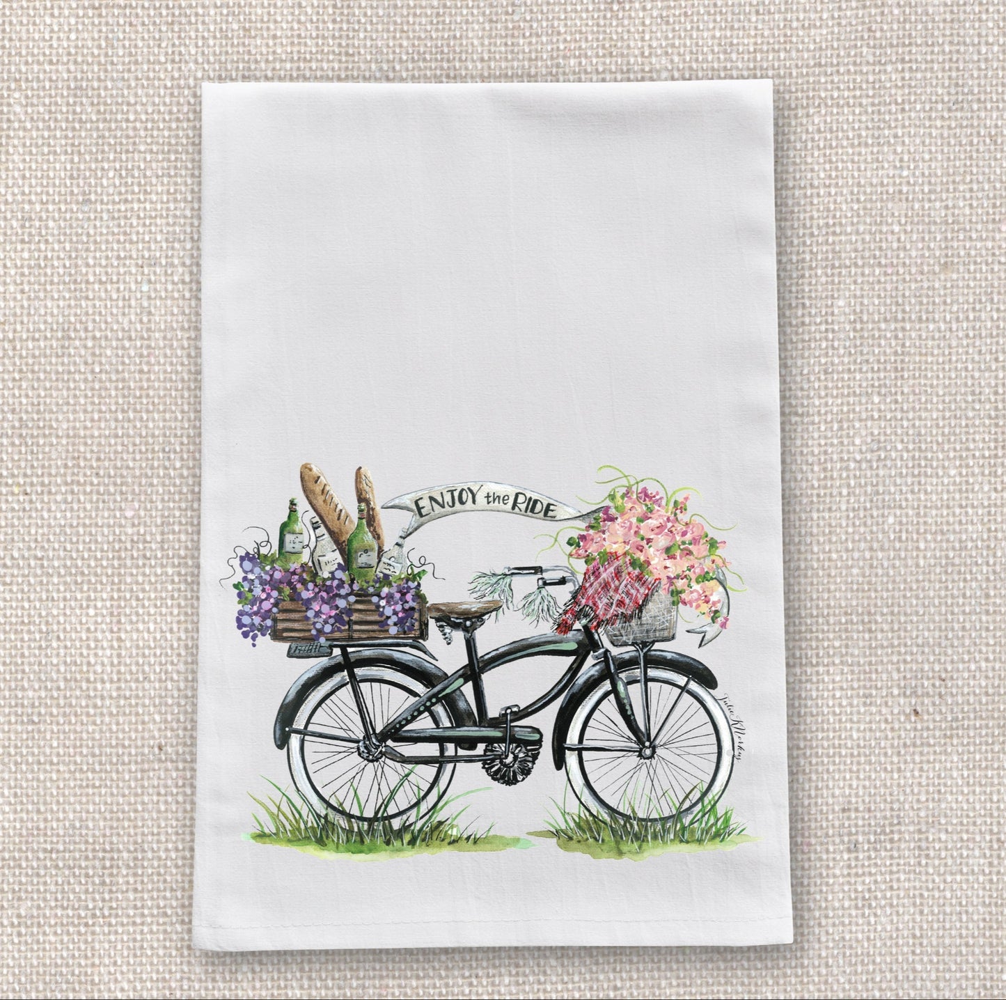 Wine Bike Tea Towel