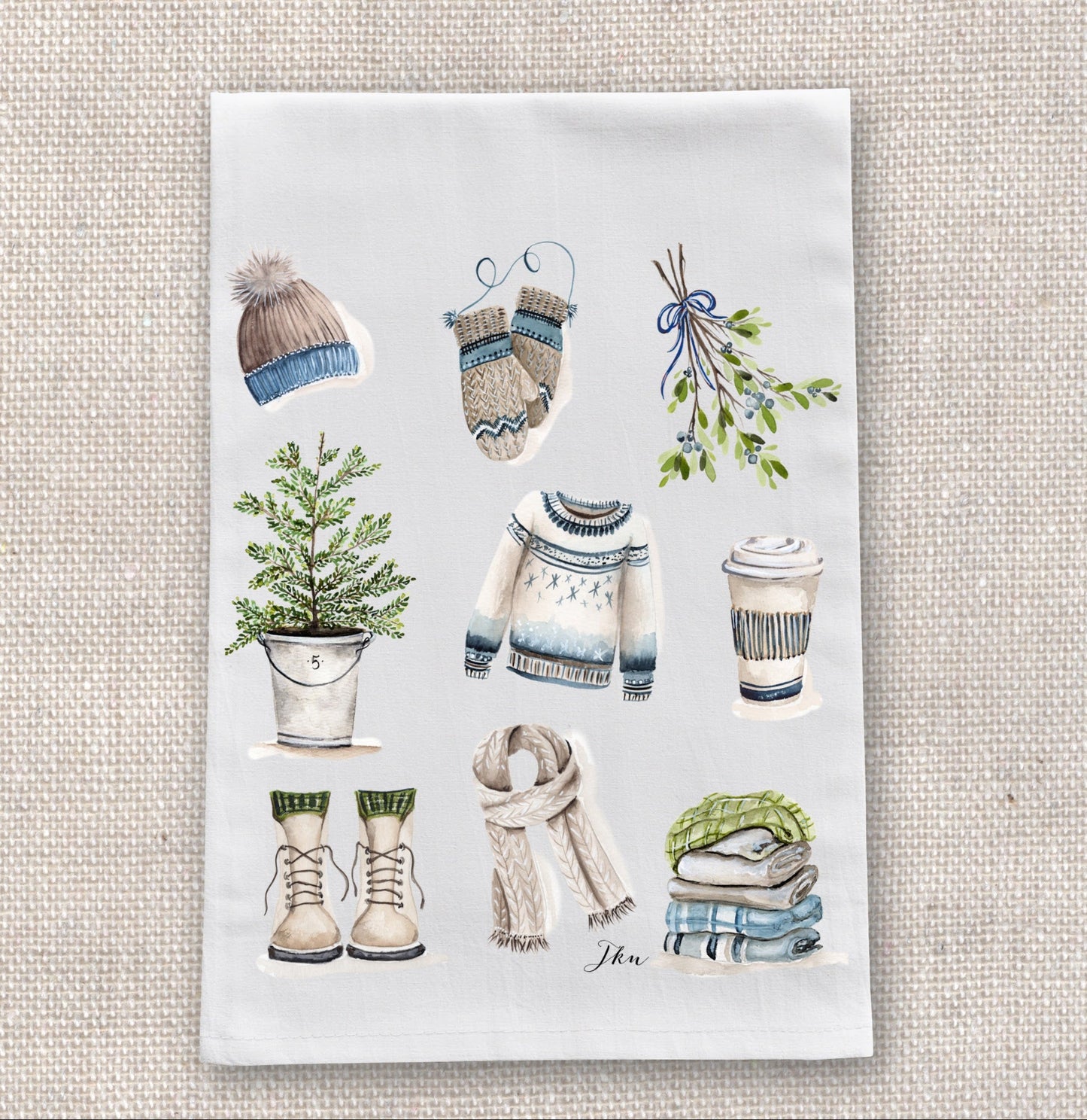 Winter Collage Tea Towel