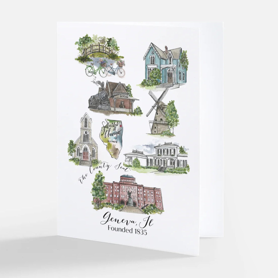 Geneva Note Card With Hometown Art