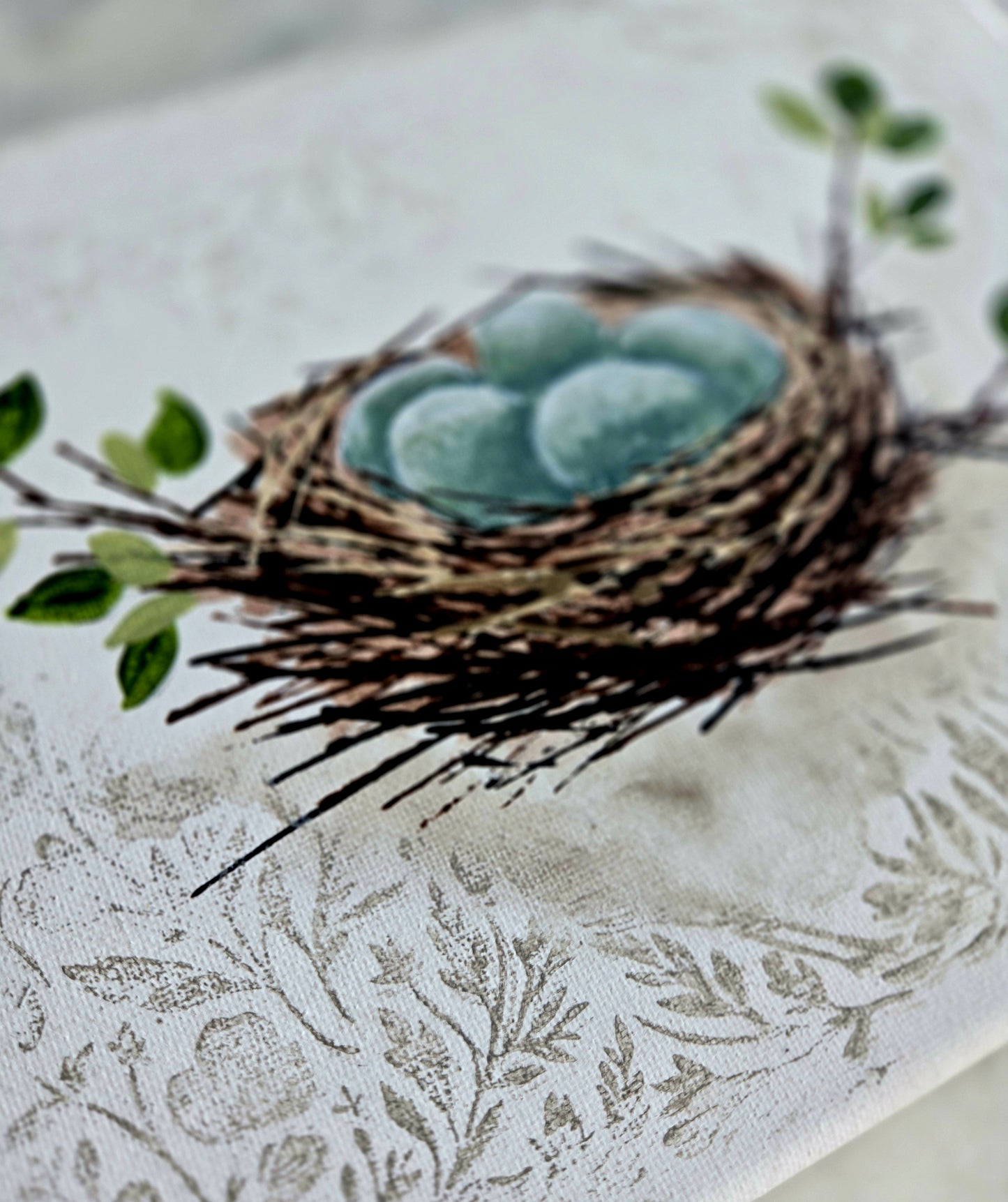 Birdie Nest w/patterned background #1 June 18th