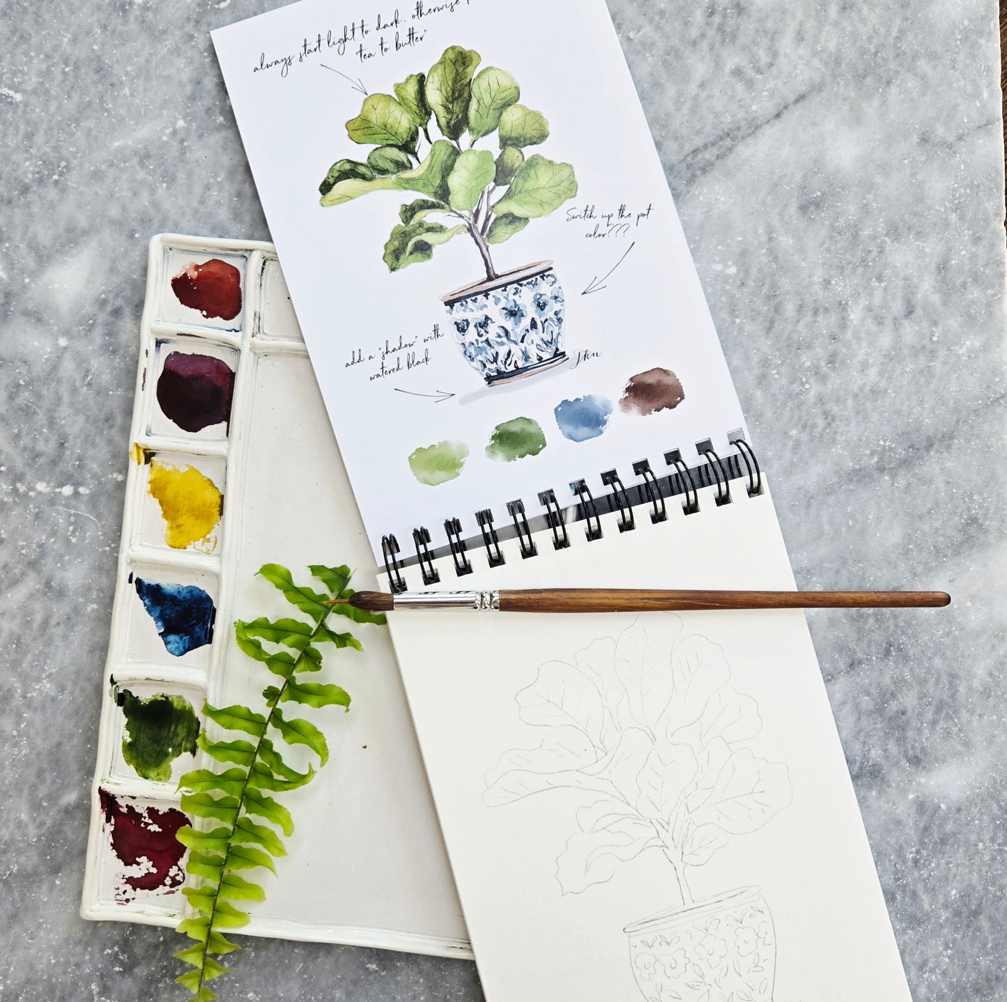 Workbook Houseplants Watercolor