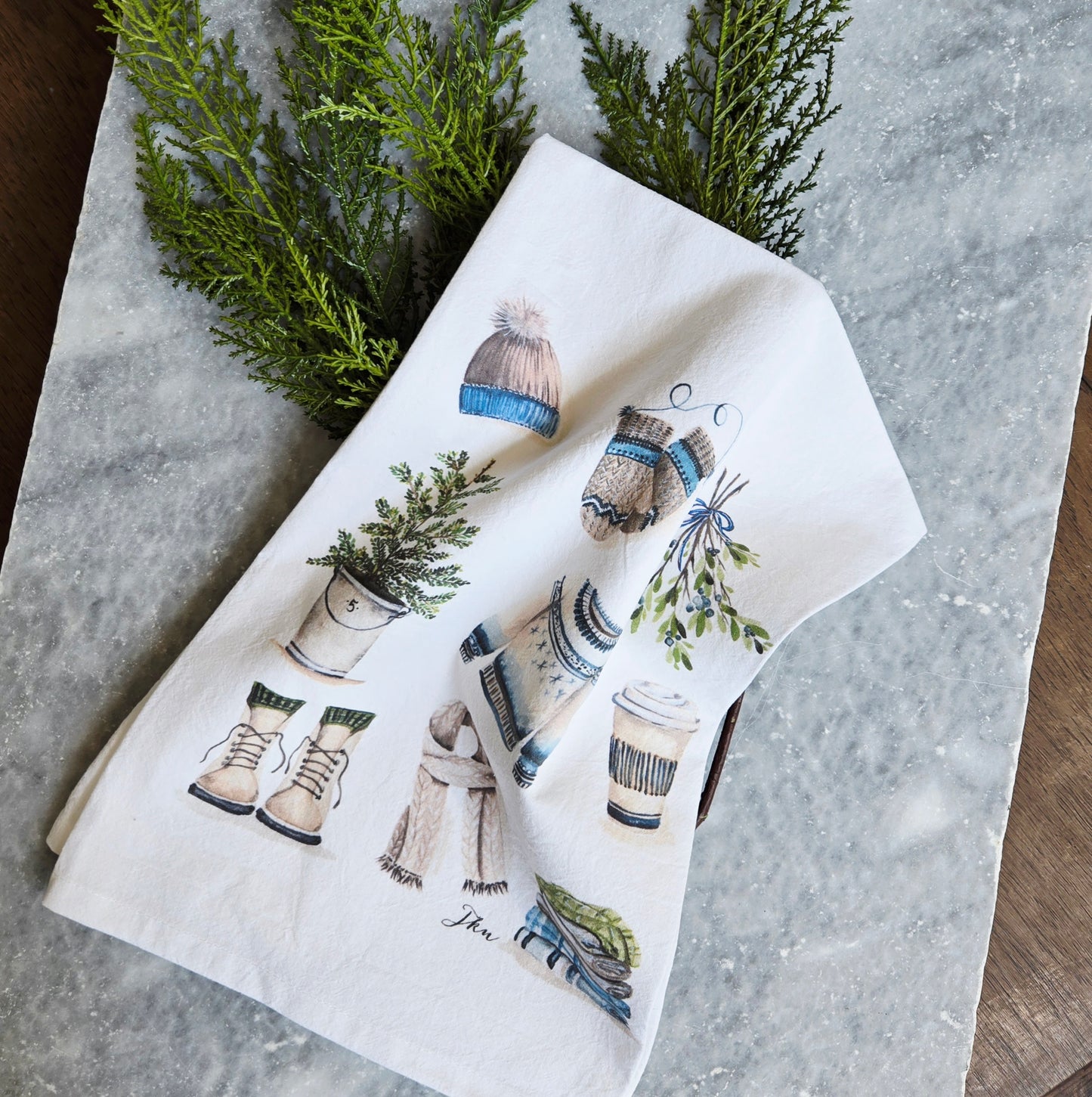 Winter Collage Tea Towel