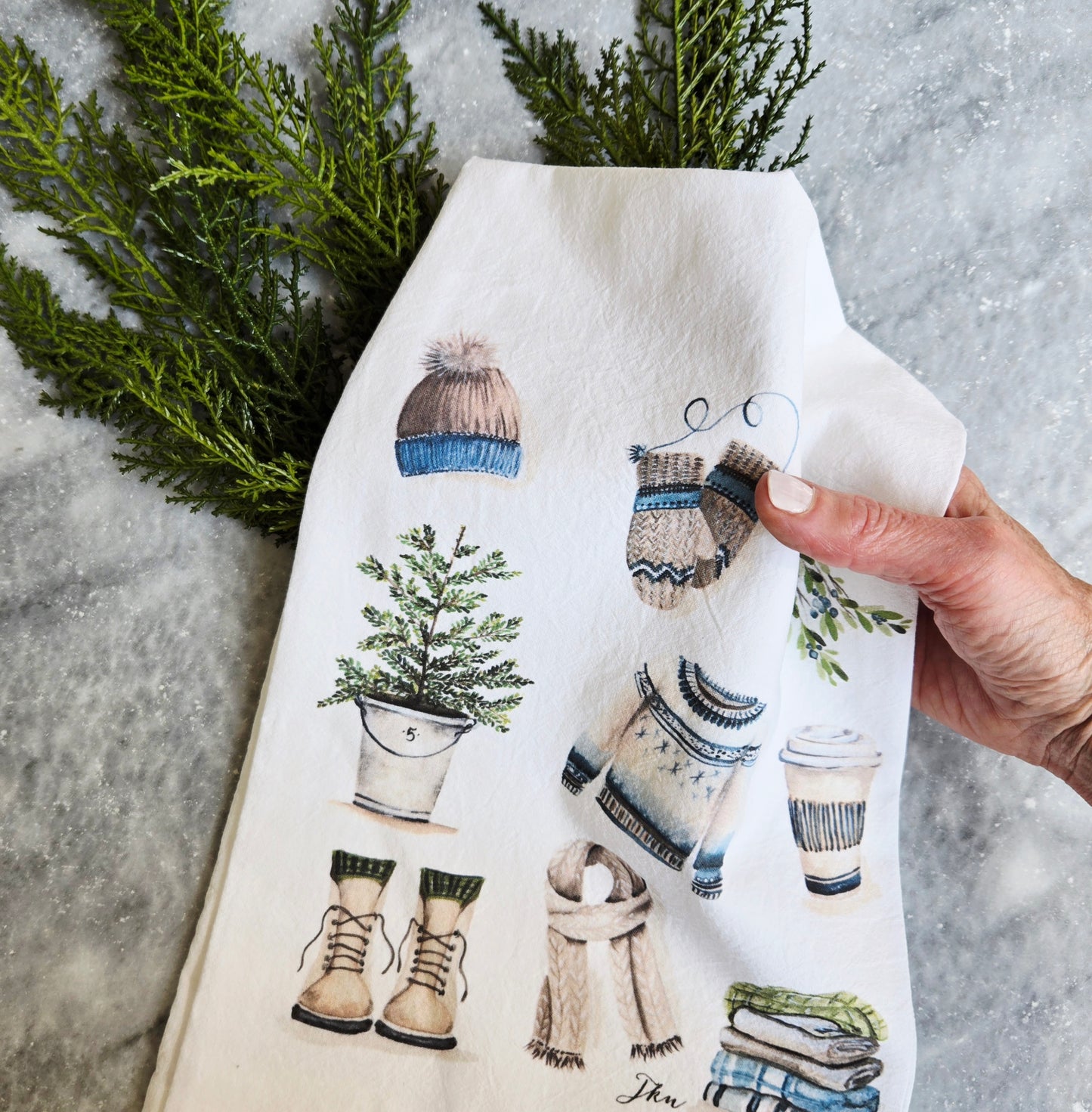 Winter Collage Tea Towel