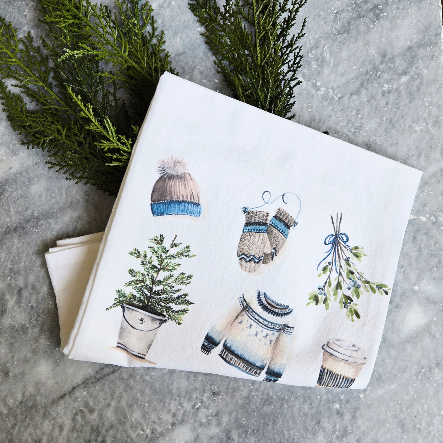 Winter Collage Tea Towel