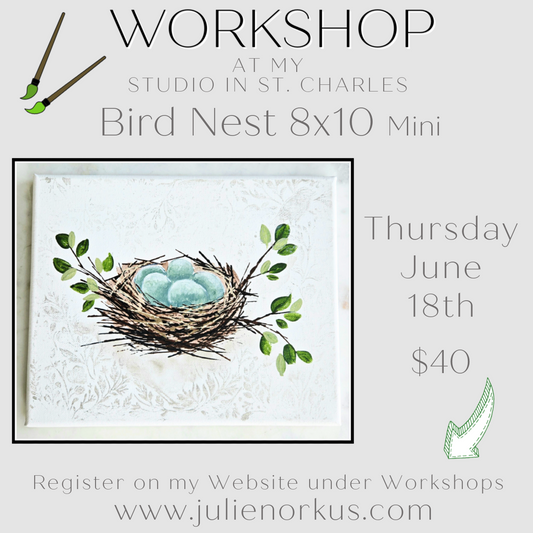 Birdie Nest w/patterned background #1 June 18th