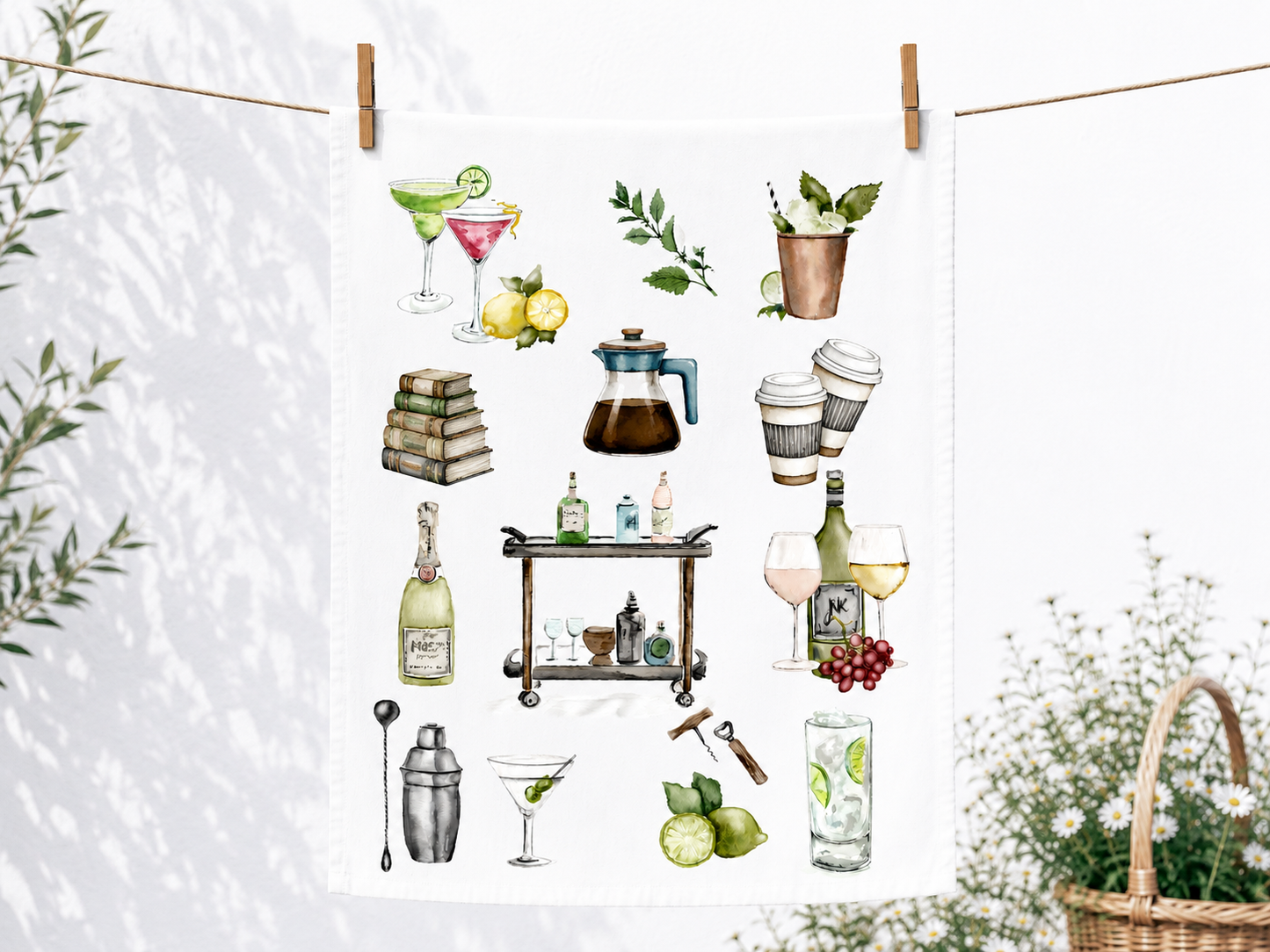 Cocktails Tea Towel