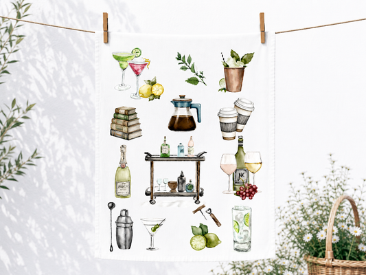 Cocktails Tea Towel