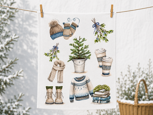 Winter Collage Tea Towel