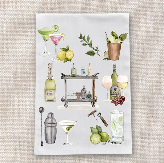 Cocktails Tea Towel