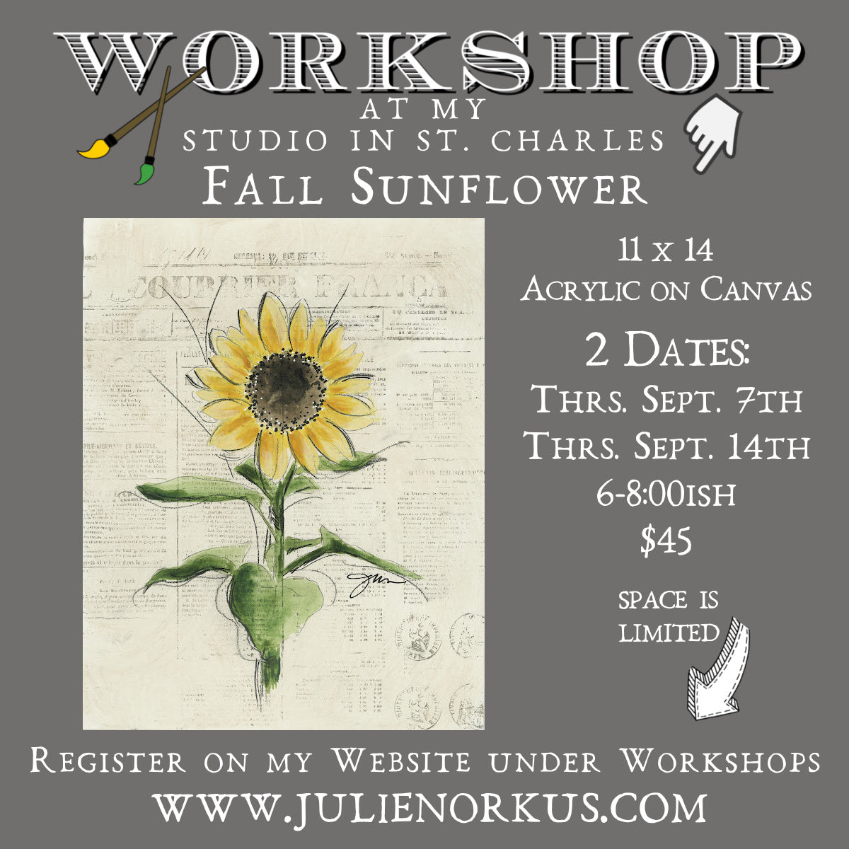 Workshop Fall Sunflower Sept. 7th 2023