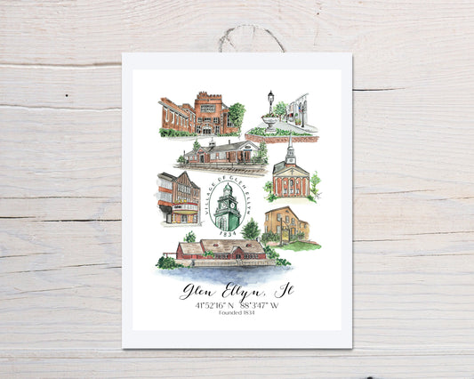 Glen Ellyn Art Print with Hometown Art