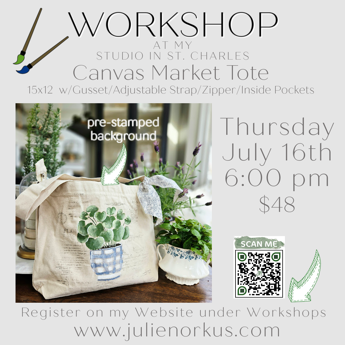 Canvas Market Tote July 16th