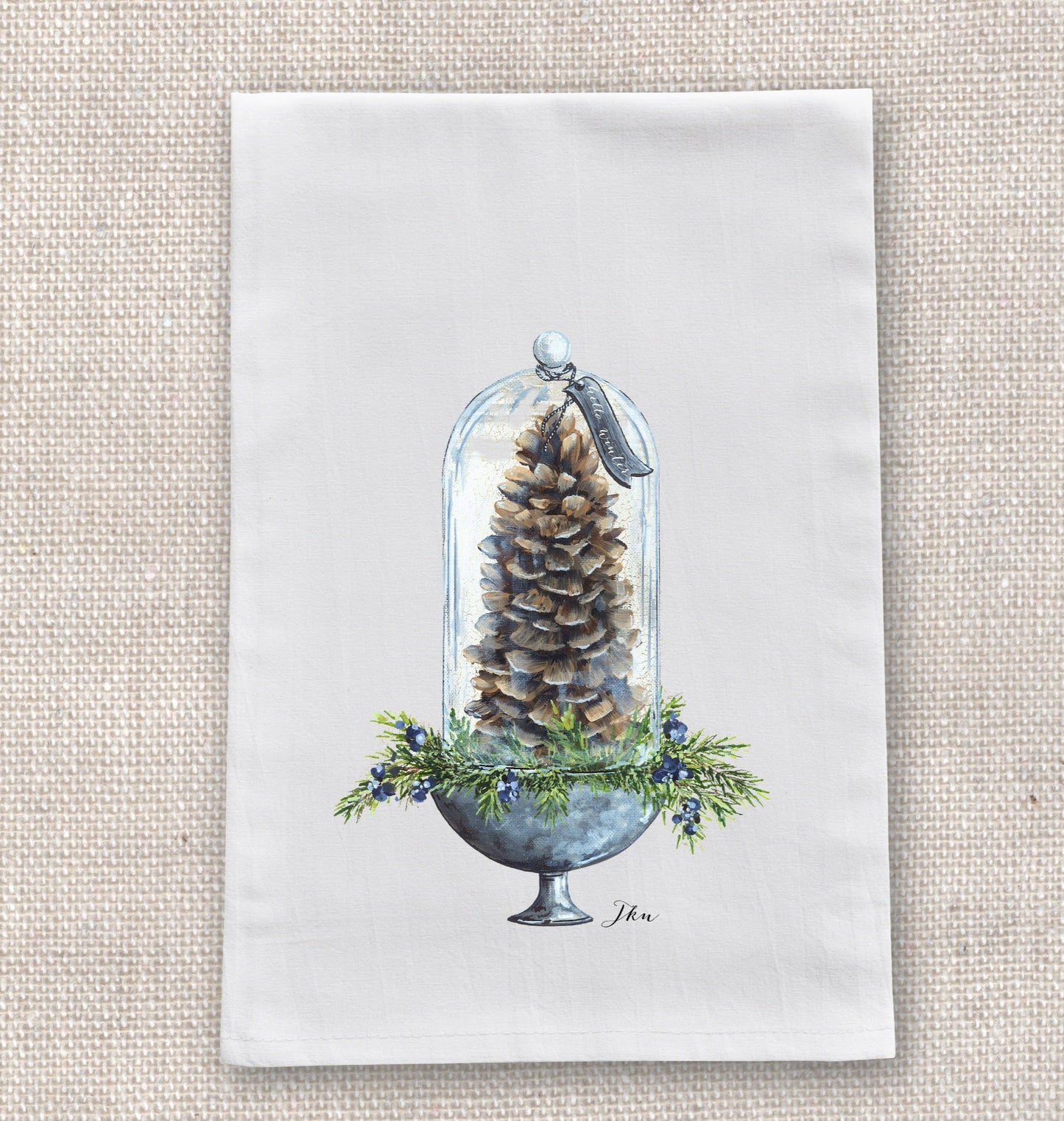 Pine Cone Cloche Tea Towel