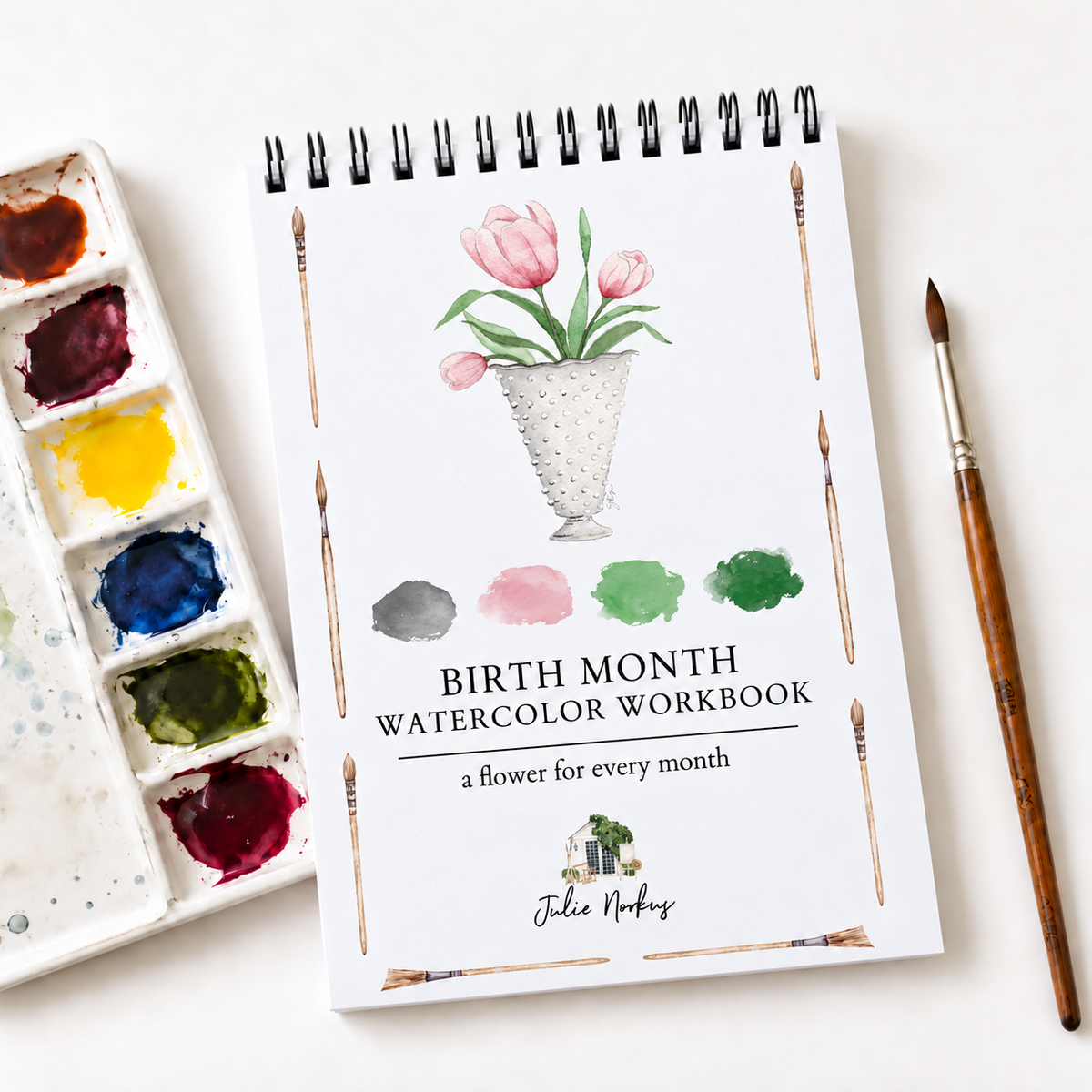Workbook Birth Month Flowers Watercolor
