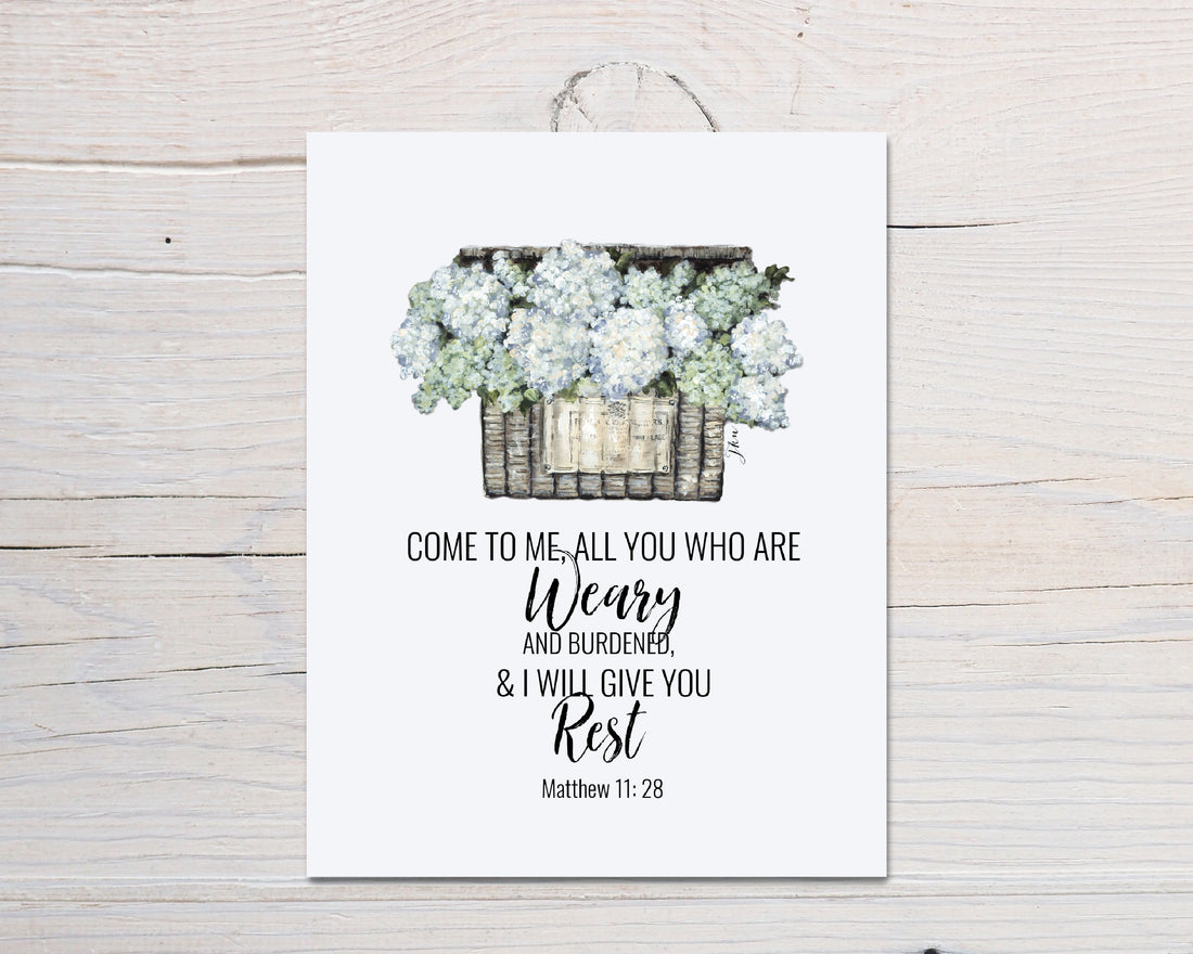 Hydrangea Basket Message Scripture Card