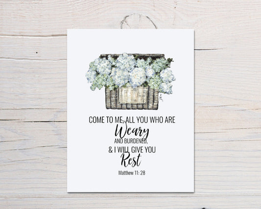 Hydrangea Basket Message Scripture Card