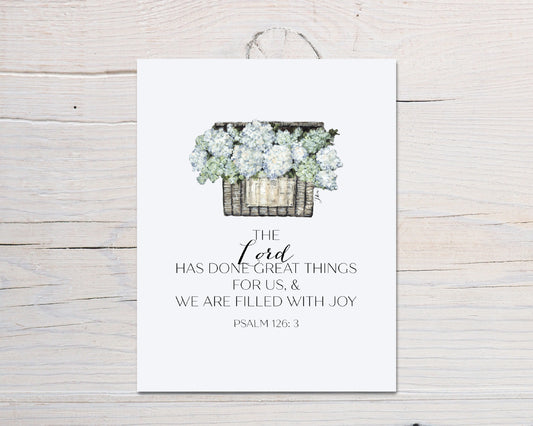 Hydrangea Basket Message Scripture Card