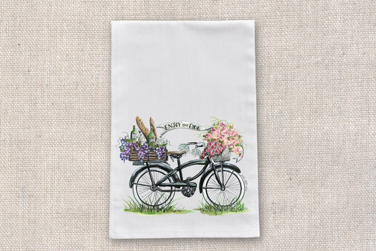 Wine Bike Tea Towel