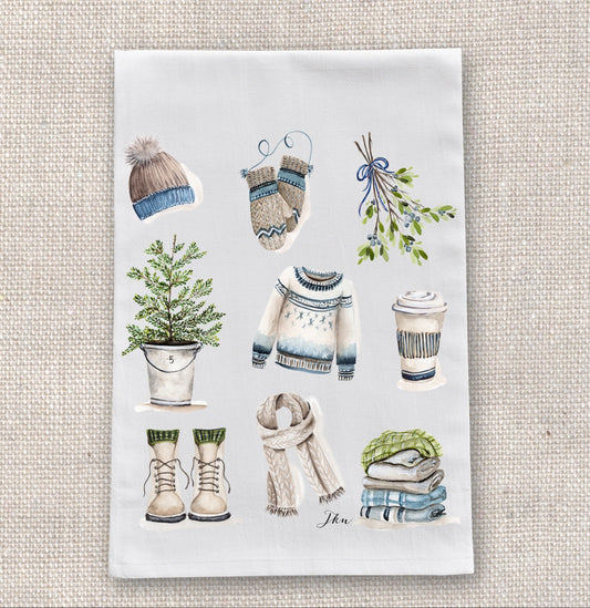 Winter Collage Tea Towel