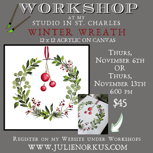 Winter Wreath 12 x 12 Acrylic on Canvas #2