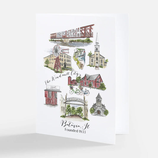Batavia Note Card With Hometown Art
