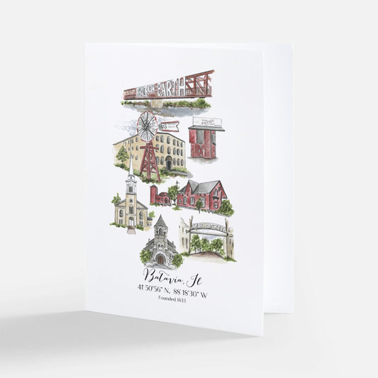 Batavia Note Card With Hometown Art