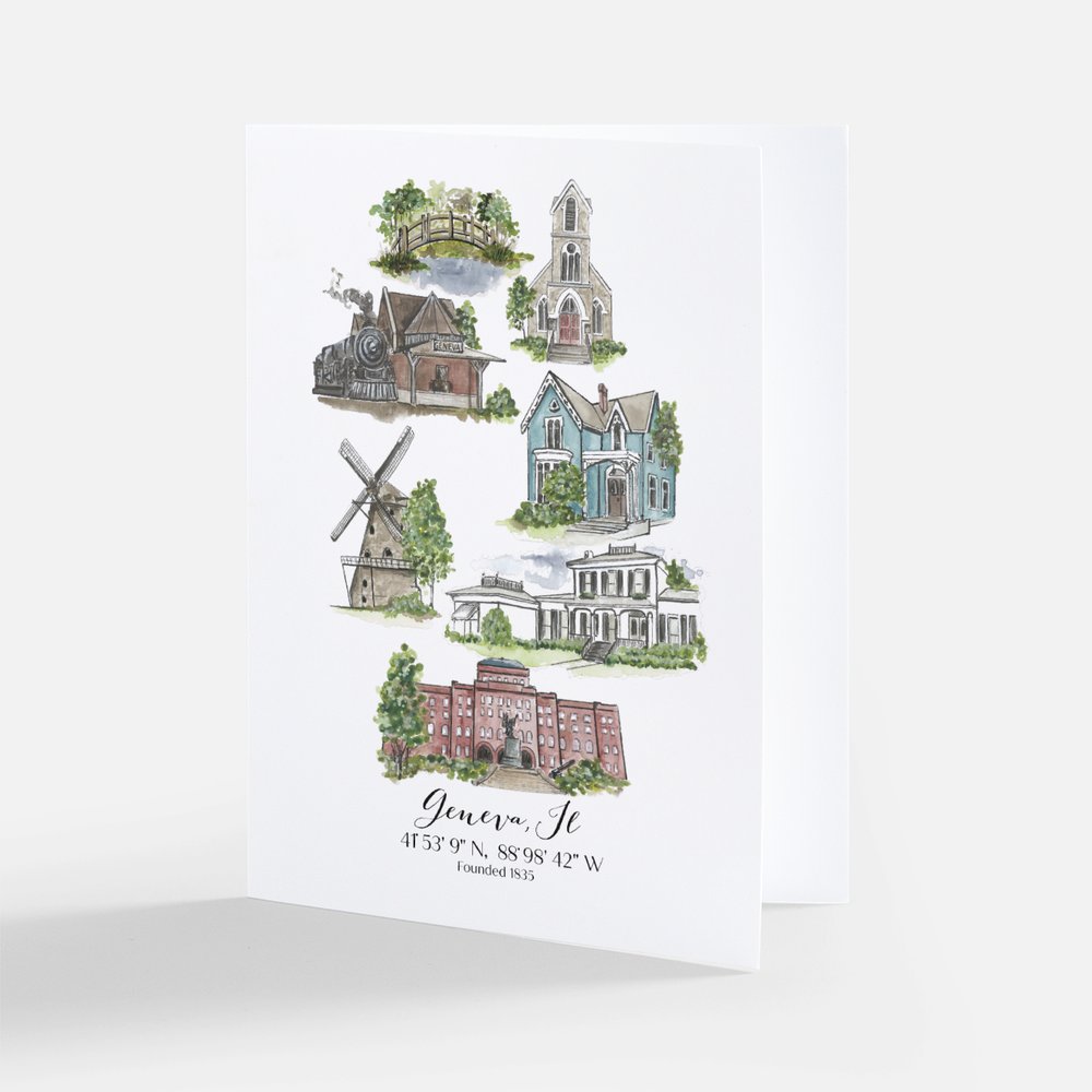 Geneva Note Card With Hometown Art