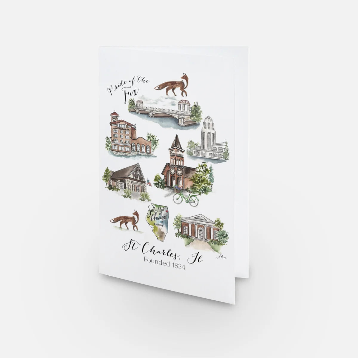 St Charles Note Card With Hometown Art