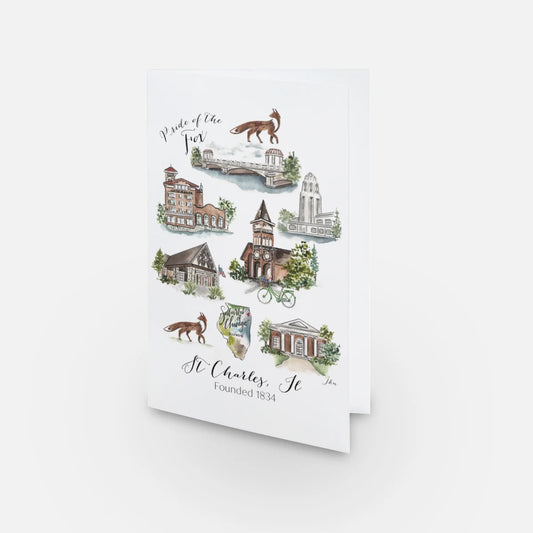 St Charles Note Card With Hometown Art